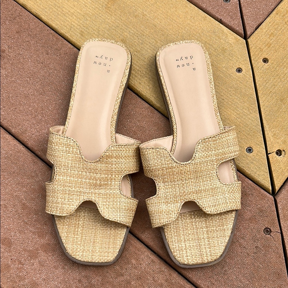 A New Day Women's Tan Slide Sandals
